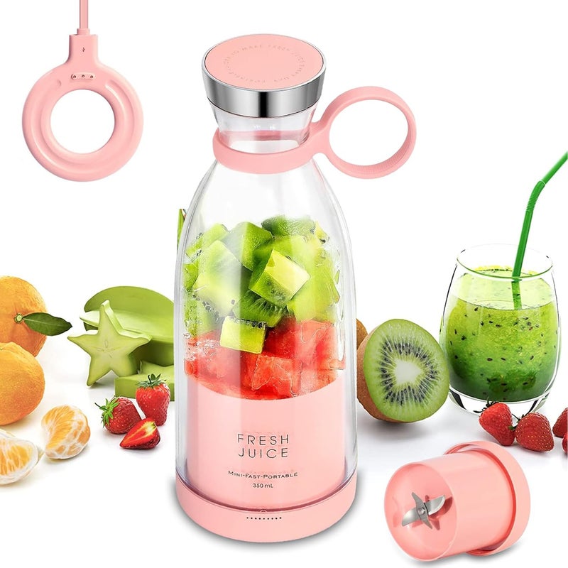 TAPHET Portable Juicer Blender, 350ml Rechargeable Electric Blender for Fresh Juice, Fruit & Milkshakes, BPA-Free, Easy Clean, Compact Travel Cup for Gym, Office, Home（Pink） - Image 1